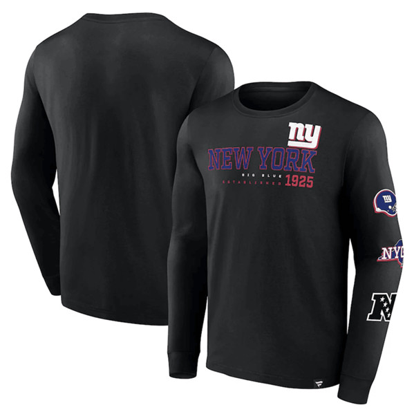 Men's New York Giants Black High Whip Pitcher Long Sleeve T-Shirt